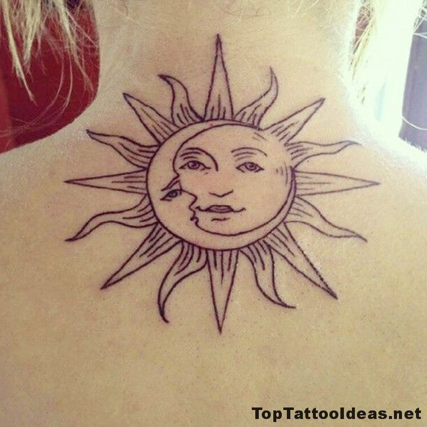 Sun Moon Tattoo On Back Idea Top Tattoo Ideas